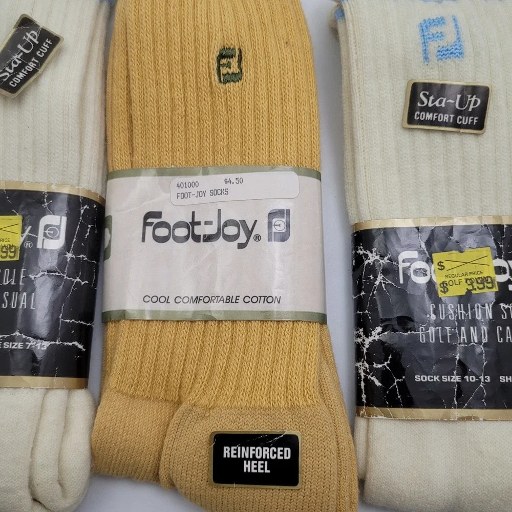 NEW VTG Foot Joy Golf Socks Mens Sock Size 10-13 USA Made NOS Lot Of 3 Pairs